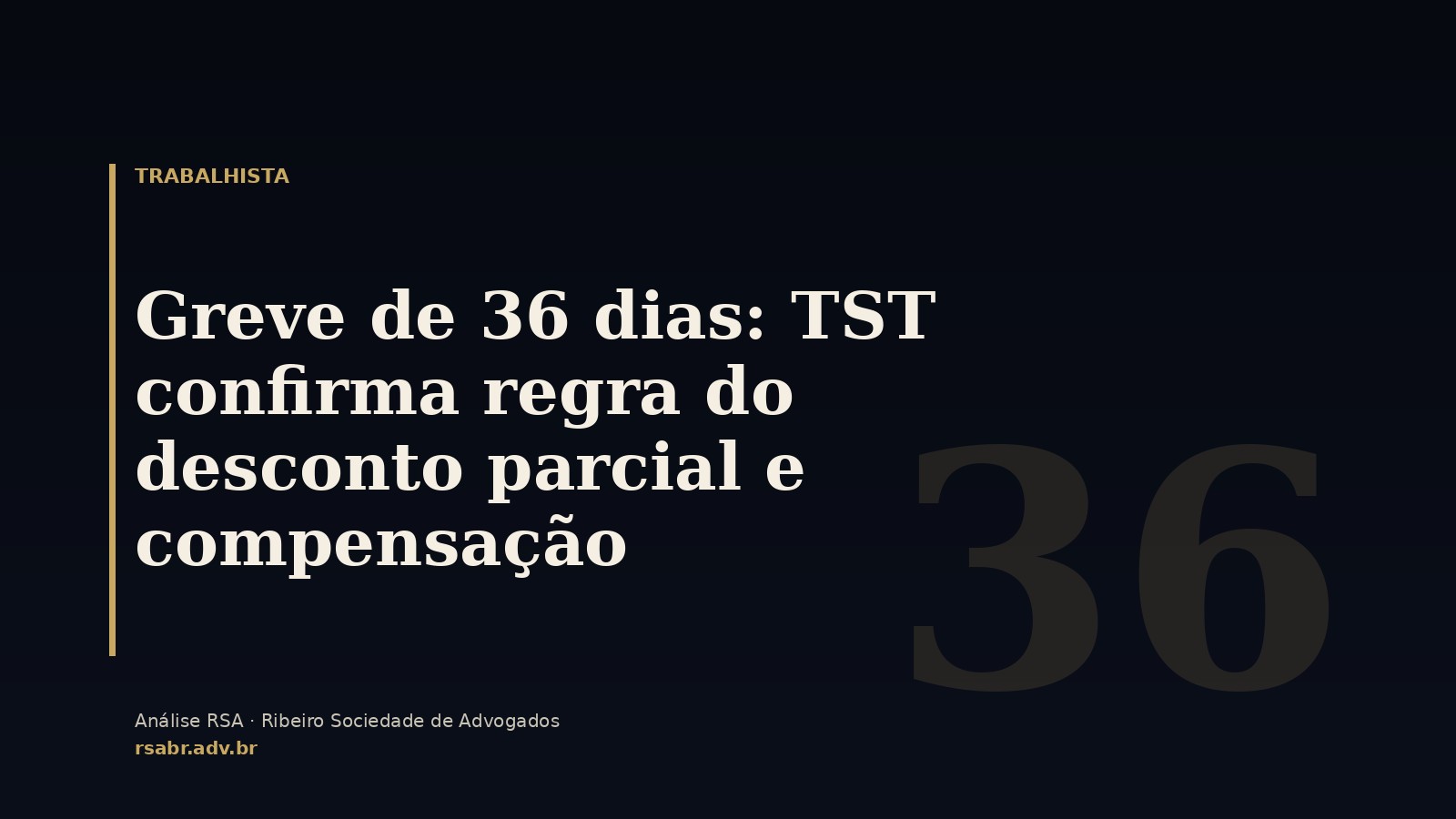 Greve de 36 dias: TST confirma regra do desconto parcial e compensação
