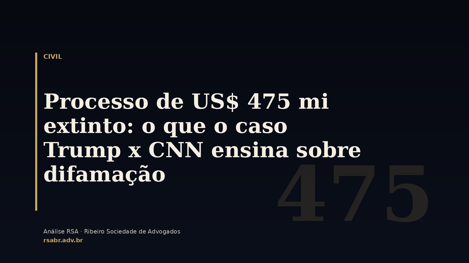 Processo de US$ 475 mi extinto: o que o caso Trump x CNN ensina sobre difamação